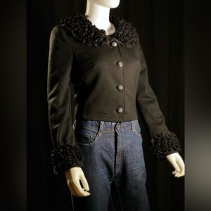 Dolce & Gabbana black wool blend bolero ruffle jacket size 40 / 4.